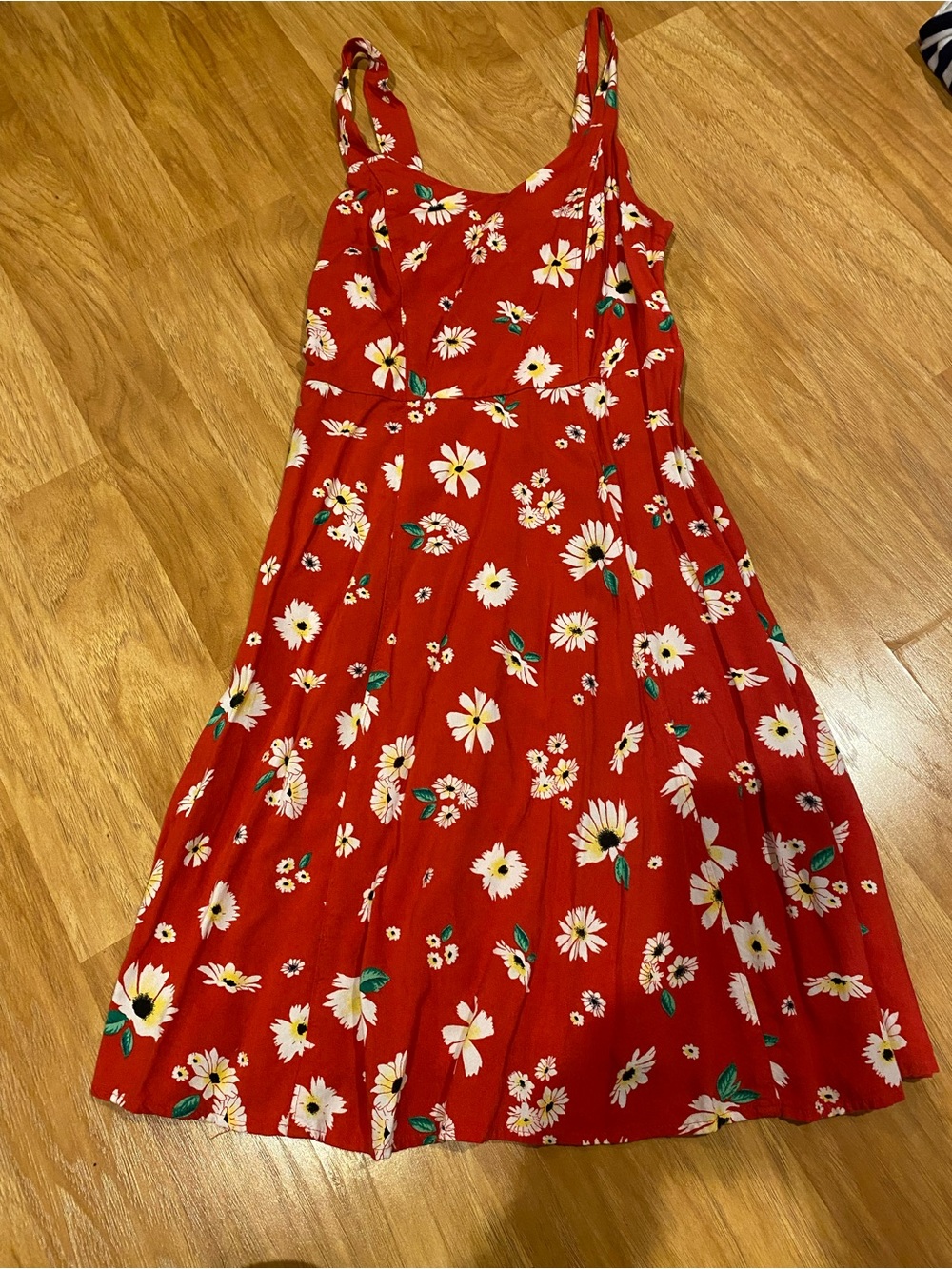 SO Red Floral Daisy Sundress Woman XS